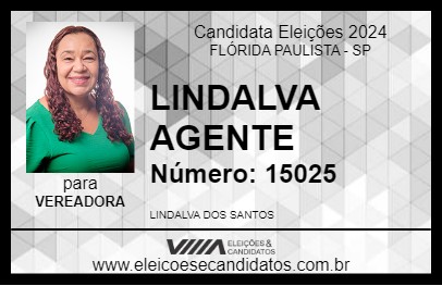 Candidato LINDALVA AGENTE 2024 - FLÓRIDA PAULISTA - Eleições