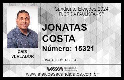 Candidato JONATAS COSTA 2024 - FLÓRIDA PAULISTA - Eleições