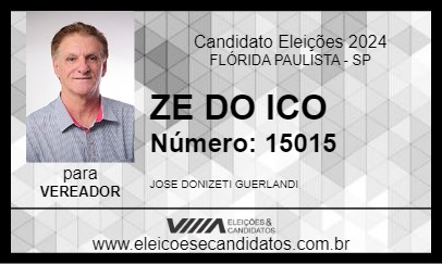 Candidato ZE DO ICO 2024 - FLÓRIDA PAULISTA - Eleições