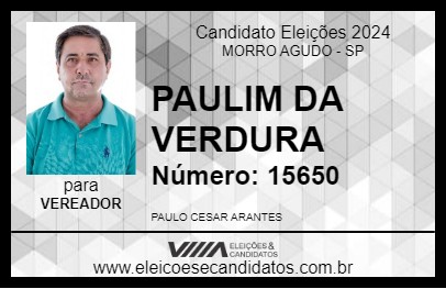 Candidato PAULIM DA VERDURA 2024 - MORRO AGUDO - Eleições