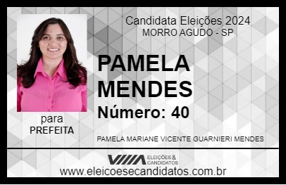 Candidato PAMELA MENDES 2024 - MORRO AGUDO - Eleições