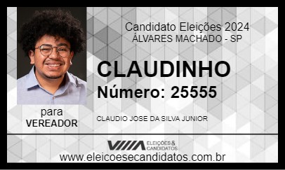 Candidato CLAUDINHO 2024 - ÁLVARES MACHADO - Eleições