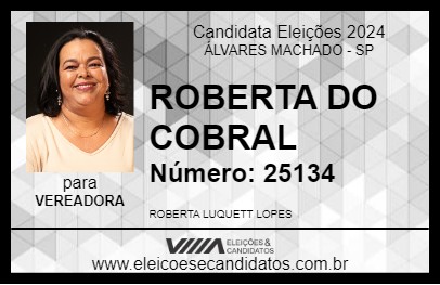 Candidato ROBERTA DO COBRAL 2024 - ÁLVARES MACHADO - Eleições