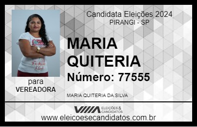 Candidato MARIA QUITERIA 2024 - PIRANGI - Eleições