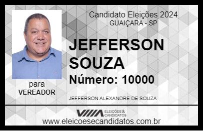 Candidato JEFFERSON SOUZA 2024 - GUAIÇARA - Eleições