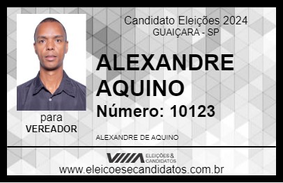 Candidato ALEXANDRE AQUINO 2024 - GUAIÇARA - Eleições