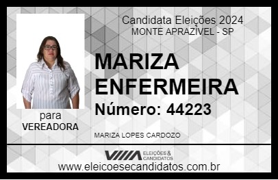 Candidato MARIZA ENFERMEIRA 2024 - MONTE APRAZÍVEL - Eleições