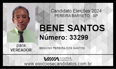 Candidato BENE SANTOS 2024 - PEREIRA BARRETO - Eleições