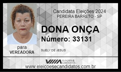 Candidato DONA ONÇA 2024 - PEREIRA BARRETO - Eleições