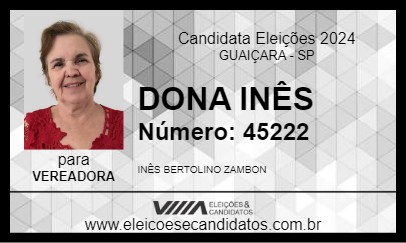 Candidato DONA INÊS 2024 - GUAIÇARA - Eleições