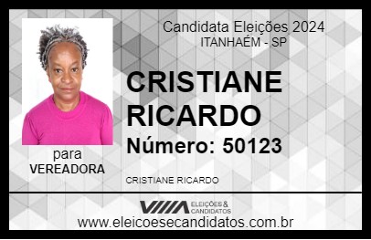 Candidato CRISTIANE RICARDO 2024 - ITANHAÉM - Eleições