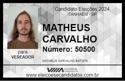 Candidato MATHEUS CARVALHO 2024 - ITANHAÉM - Eleições