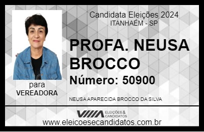 Candidato PROFA. NEUSA BROCCO 2024 - ITANHAÉM - Eleições