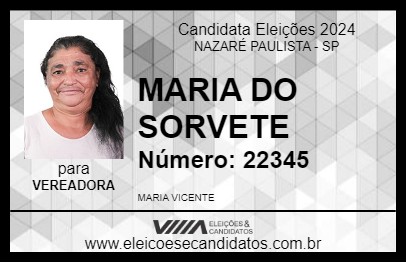 Candidato MARIA DO SORVETE 2024 - NAZARÉ PAULISTA - Eleições