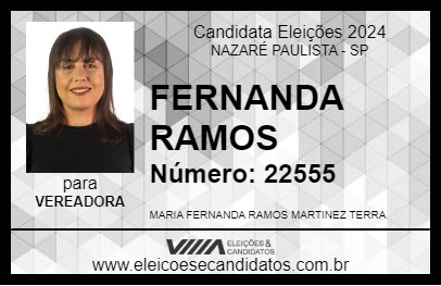 Candidato FERNANDA RAMOS 2024 - NAZARÉ PAULISTA - Eleições