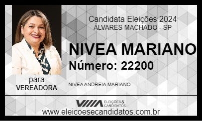 Candidato NIVEA MARIANO 2024 - ÁLVARES MACHADO - Eleições