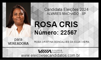 Candidato ROSA CRIS 2024 - ÁLVARES MACHADO - Eleições