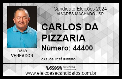 Candidato CARLOS DA PIZZARIA 2024 - ÁLVARES MACHADO - Eleições