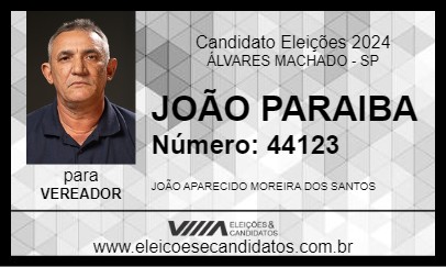 Candidato JOÃO PARAIBA 2024 - ÁLVARES MACHADO - Eleições