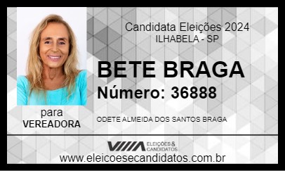 Candidato BETE BRAGA 2024 - ILHABELA - Eleições