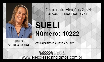 Candidato SUELI 2024 - ÁLVARES MACHADO - Eleições