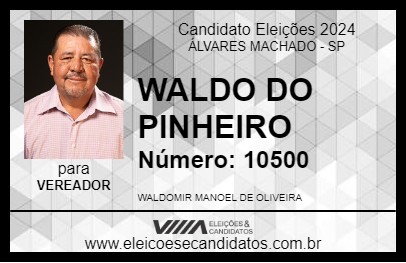 Candidato WALDO DO PINHEIRO 2024 - ÁLVARES MACHADO - Eleições