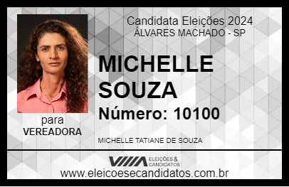 Candidato MICHELLE SOUZA 2024 - ÁLVARES MACHADO - Eleições