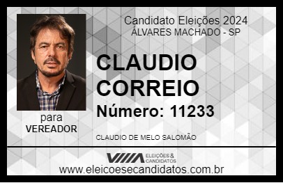 Candidato CLAUDIO CORREIO 2024 - ÁLVARES MACHADO - Eleições