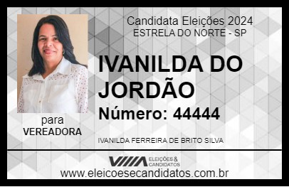 Candidato IVANILDA DO JORDÃO 2024 - ESTRELA DO NORTE - Eleições