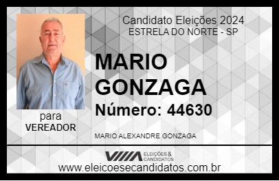 Candidato MARIO GONZAGA 2024 - ESTRELA DO NORTE - Eleições