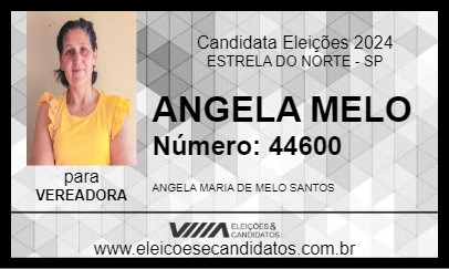 Candidato ANGELA MELO 2024 - ESTRELA DO NORTE - Eleições