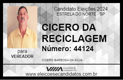 Candidato CICERO DA RECICLAGEM 2024 - ESTRELA DO NORTE - Eleições