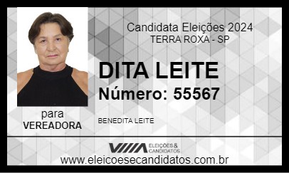 Candidato DITA LEITE 2024 - TERRA ROXA - Eleições