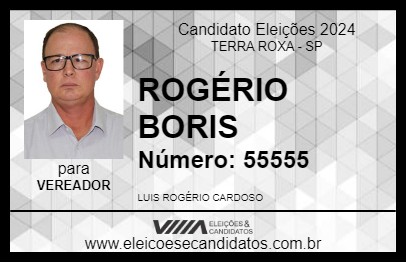 Candidato ROGÉRIO BORIS 2024 - TERRA ROXA - Eleições