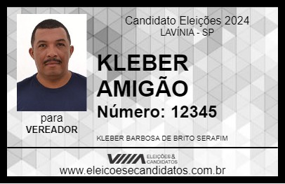 Candidato KLEBER AMIGÃO 2024 - LAVÍNIA - Eleições