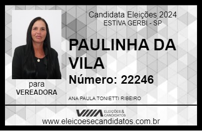 Candidato PAULINHA DA VILA 2024 - ESTIVA GERBI - Eleições