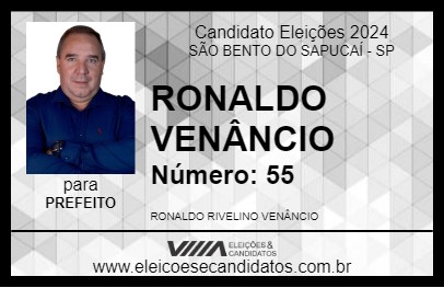 Candidato RONALDO VENÂNCIO 2024 - SÃO BENTO DO SAPUCAÍ - Eleições