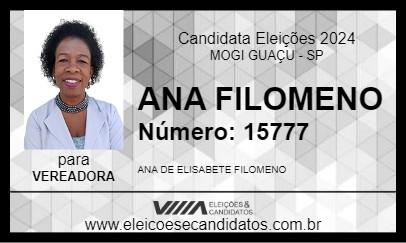 Candidato ANA FILOMENO 2024 - MOGI GUAÇU - Eleições