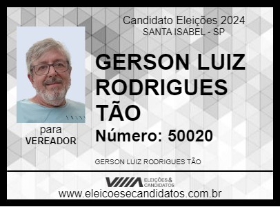 Candidato GERSON LUIZ RODRIGUES TÃO 2024 - SANTA ISABEL - Eleições