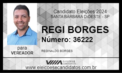 Candidato REGI BORGES 2024 - SANTA BÁRBARA D\OESTE - Eleições