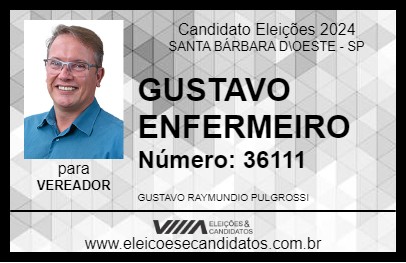 Candidato GUSTAVO ENFERMEIRO 2024 - SANTA BÁRBARA D\OESTE - Eleições