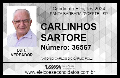 Candidato CARLINHOS SARTORE 2024 - SANTA BÁRBARA D\OESTE - Eleições