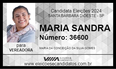 Candidato MARIA SANDRA 2024 - SANTA BÁRBARA D\OESTE - Eleições