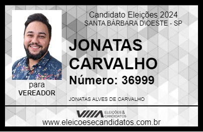 Candidato JONATAS CARVALHO 2024 - SANTA BÁRBARA D\OESTE - Eleições