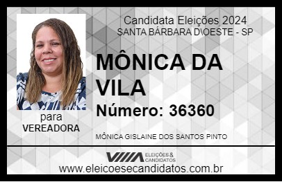 Candidato MÔNICA DA VILA 2024 - SANTA BÁRBARA D\OESTE - Eleições