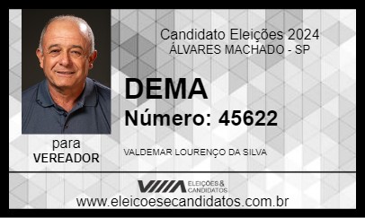 Candidato DEMA 2024 - ÁLVARES MACHADO - Eleições