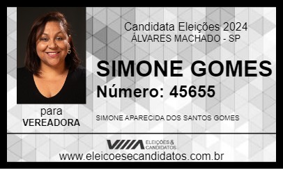 Candidato SIMONE GOMES 2024 - ÁLVARES MACHADO - Eleições