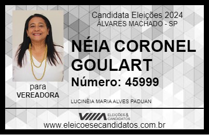 Candidato NÉIA CORONEL GOULART 2024 - ÁLVARES MACHADO - Eleições