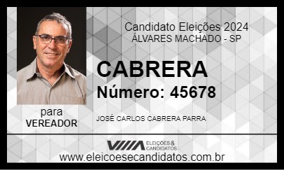 Candidato CABRERA 2024 - ÁLVARES MACHADO - Eleições