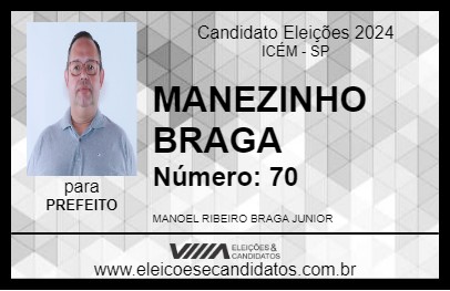 Candidato MANEZINHO BRAGA 2024 - ICÉM - Eleições